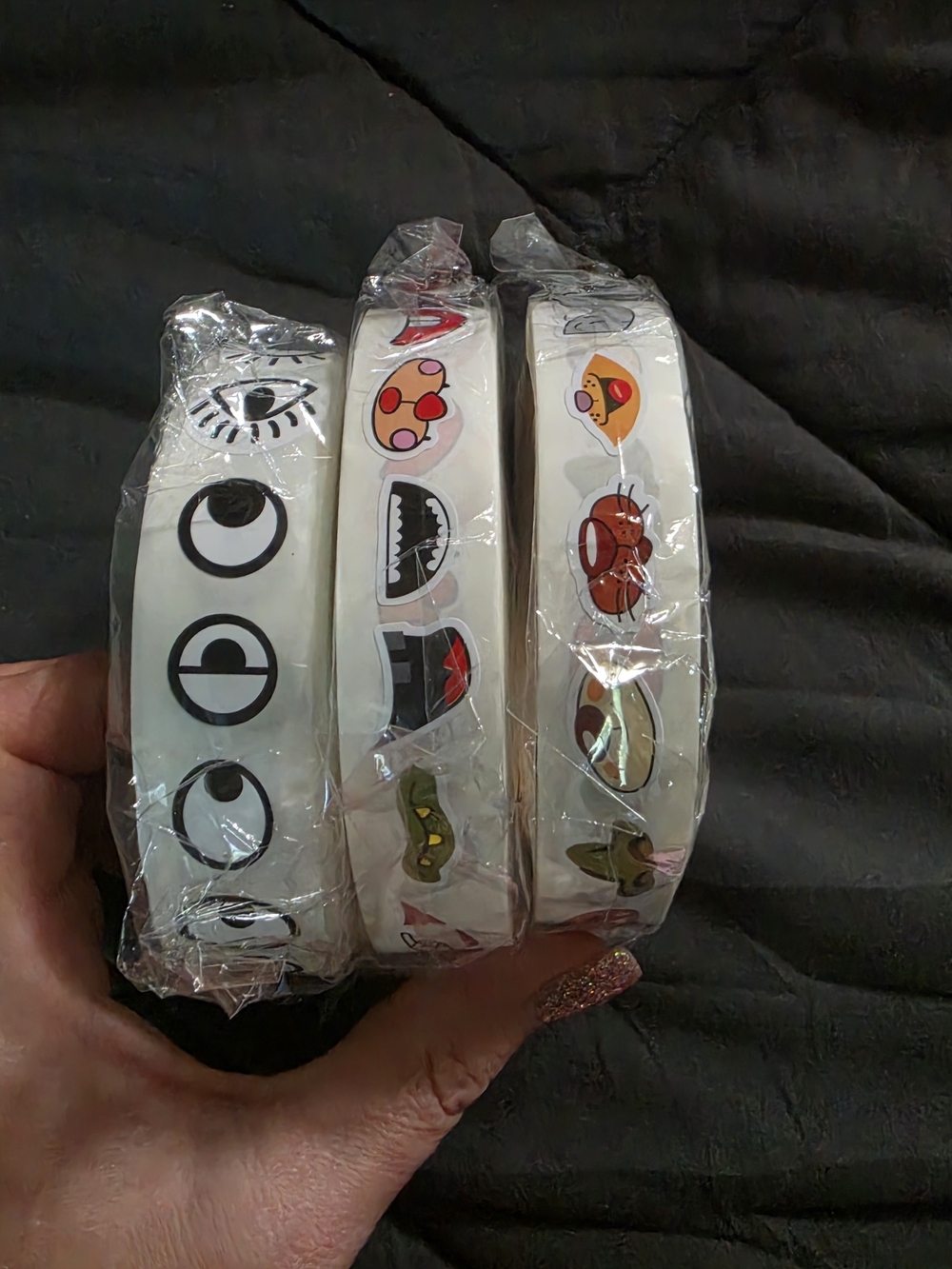 White Emoji Party Tape Roll Set - Fun Decorative Tape for Events 3 Pack Huge